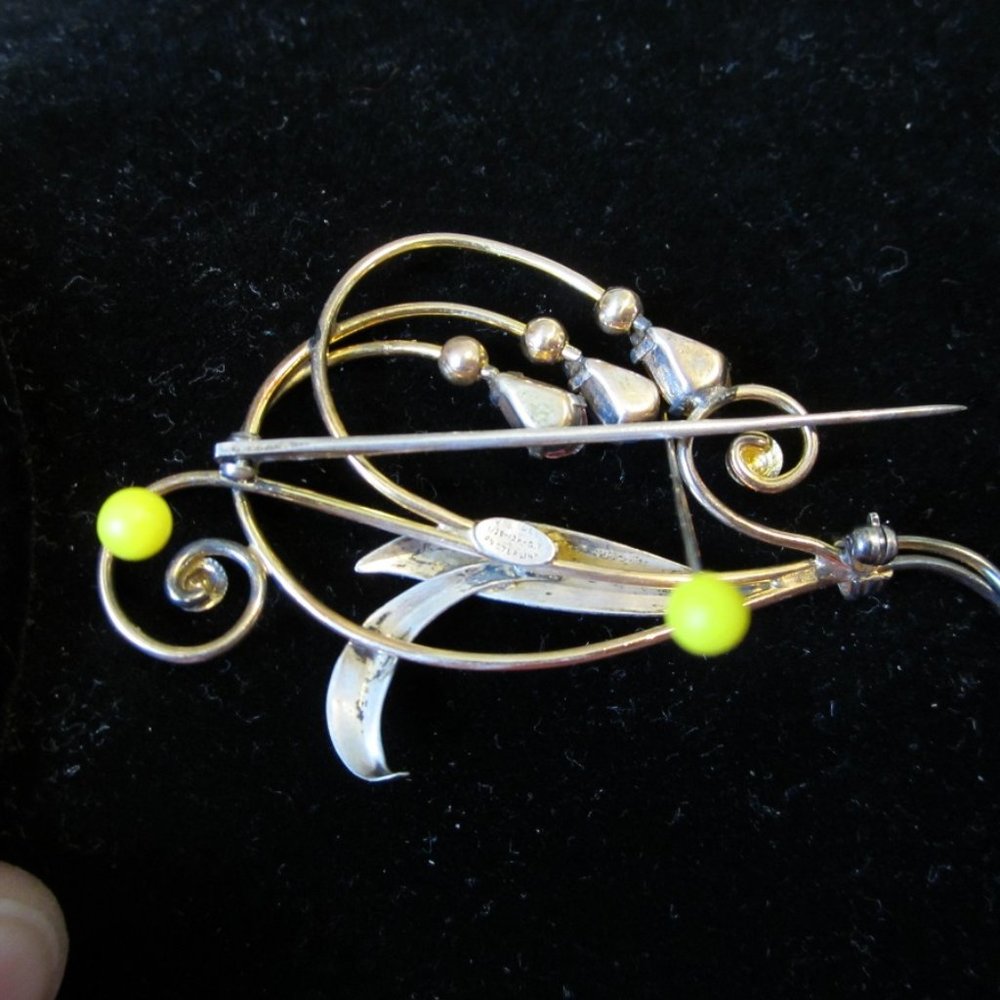 Vintage designer Brooch Sterling w/ Gold Overlay - Picture 4 of 6